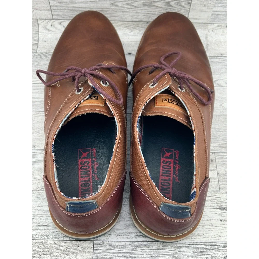 Pikolinos Mens Brown‎ Leather Lace Up Dress Shoes Oxford Comfort Casual